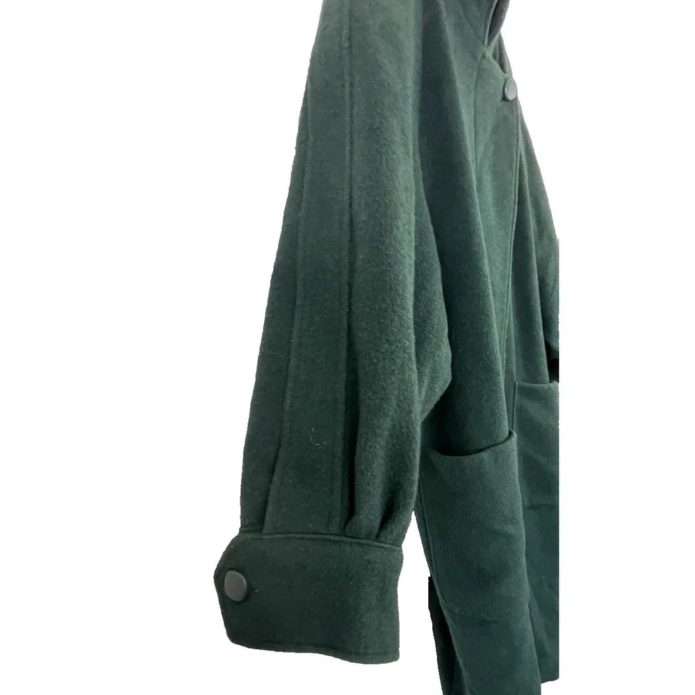 VTG 80s Jean Claude Paris Womens Wool‎ Batwing Oversized Coat Size 42 Dark Green
